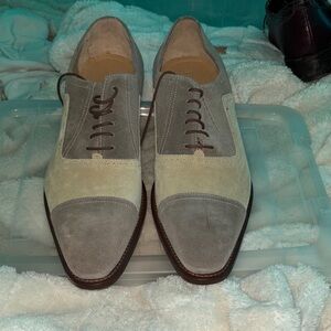 Paul Fredrick Two-Tone Gray and Cream Oxfords